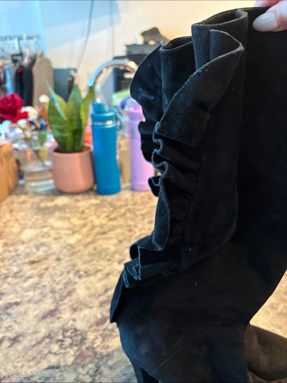 Marc by Marc Jacobs Black Suede Over-the-Knee Pointed Boots